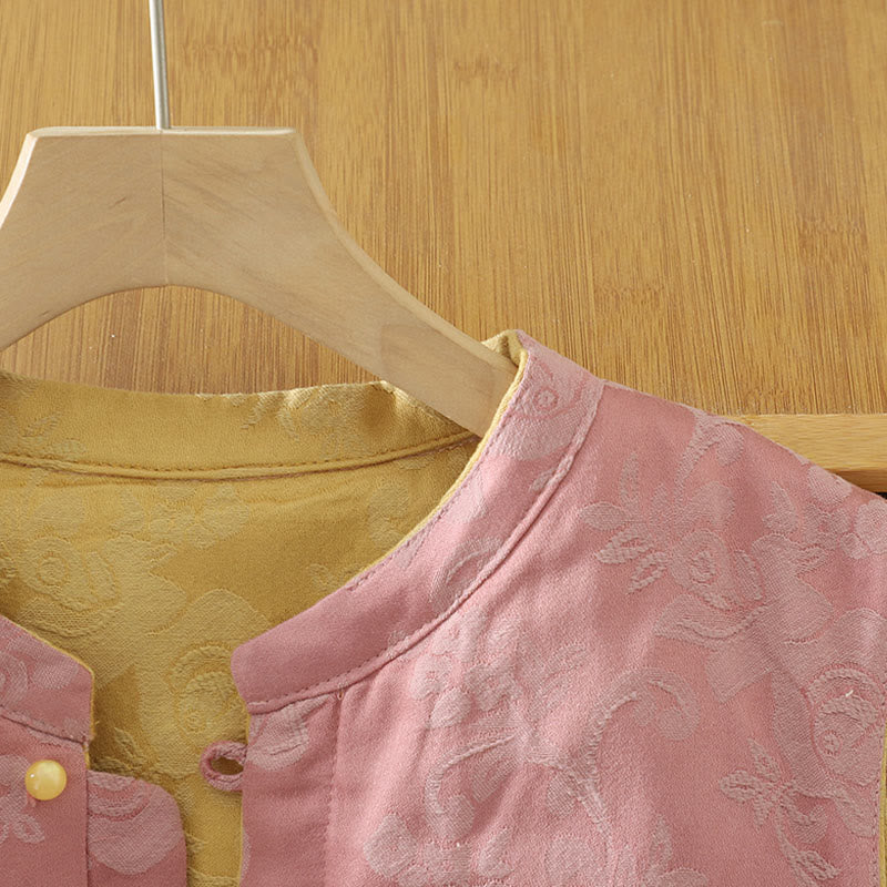 Gilet sans manches en coton pour femme, motif fleurs et Buddha Stones, fermeture à boutons brandebourg. - image 5