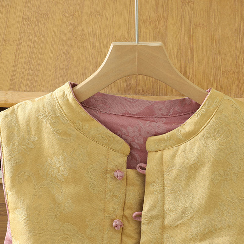 Gilet sans manches en coton pour femme, motif fleurs et Buddha Stones, fermeture à boutons brandebourg. - image 12