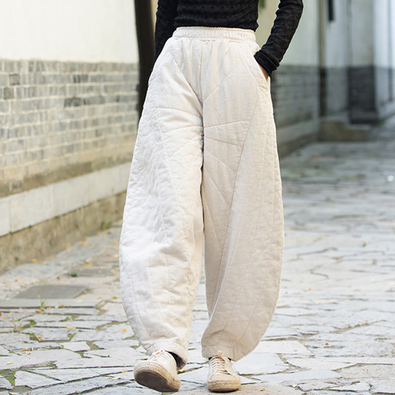 Pantalon femme en coton épais uni Buddha Stones, longueur 7-8, avec poches - image 2