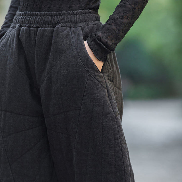 Pantalon femme en coton épais uni Buddha Stones, longueur 7-8, avec poches - image 16