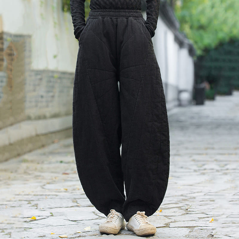 Pantalon femme en coton épais uni Buddha Stones, longueur 7-8, avec poches - image 15