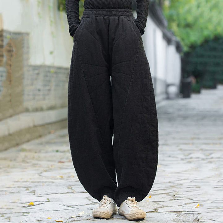 Pantalon femme en coton épais uni Buddha Stones, longueur 7-8, avec poches - image 15