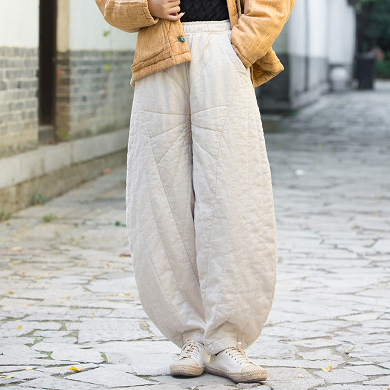 Pantalon femme en coton épais uni Buddha Stones, longueur 7-8, avec poches - image 6