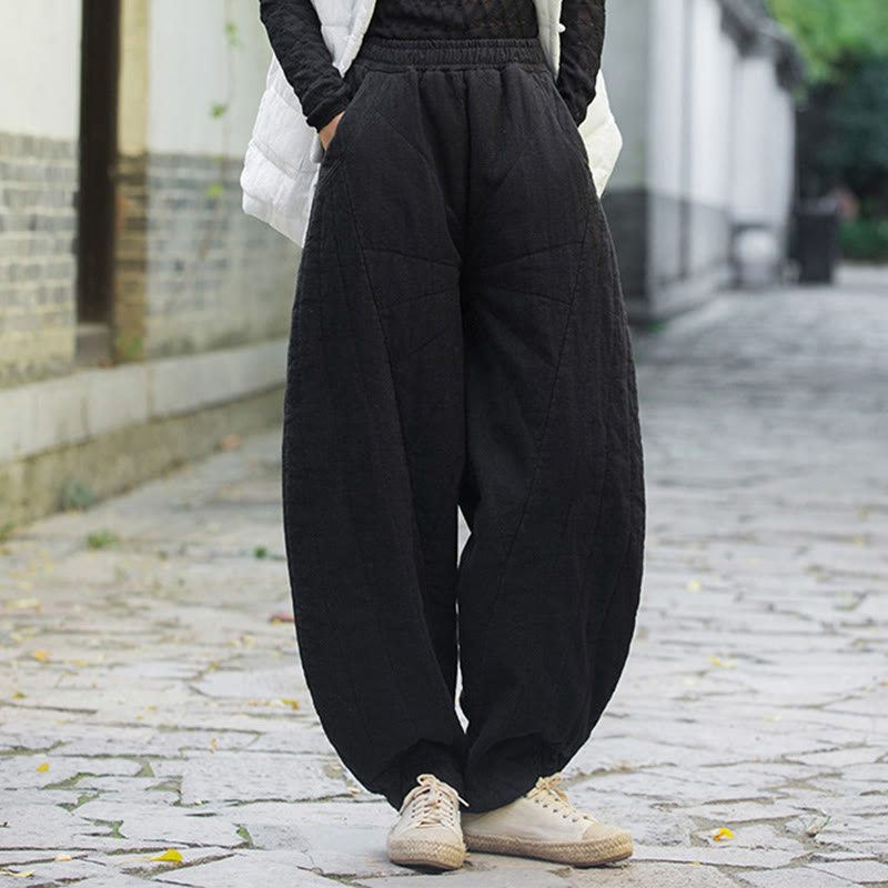 Pantalon femme en coton épais uni Buddha Stones, longueur 7-8, avec poches - image 14