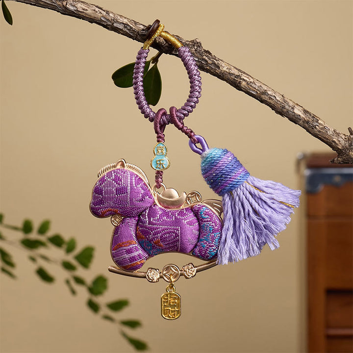 Buddha Stones multicolores, lingot de calebasse, motif année du Cheval, porte-clés liberté et prospérité - Cheval violet 12*3 mm - image 8