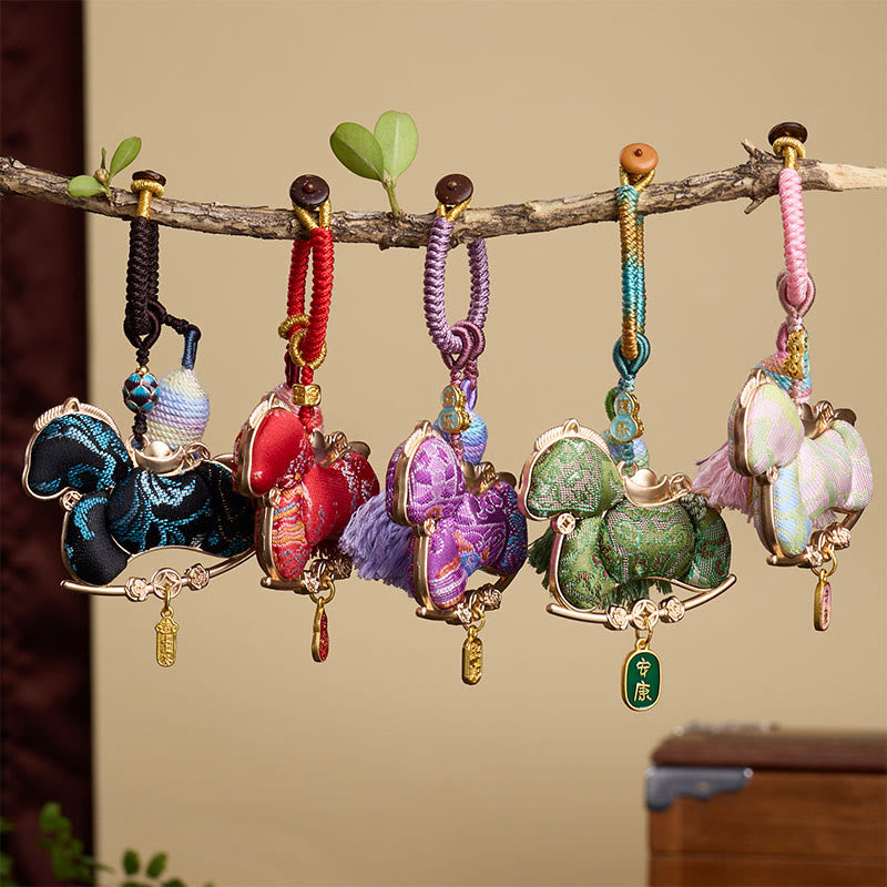 Buddha Stones multicolores, lingot de calebasse, motif année du Cheval, porte-clés liberté et prospérité - image 9