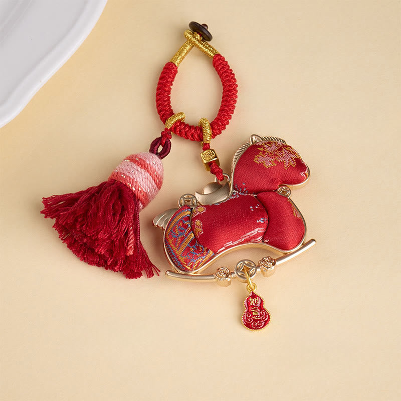 Buddha Stones multicolores, lingot de calebasse, motif année du Cheval, porte-clés liberté et prospérité - image 1