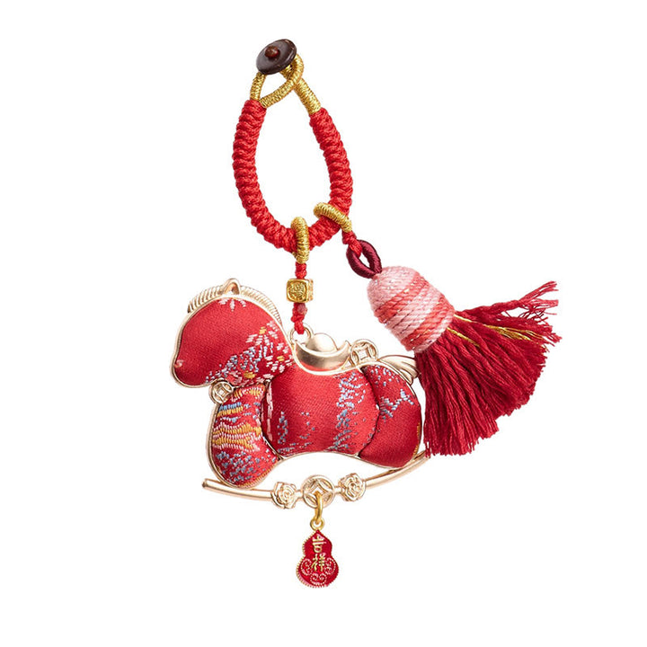 Buddha Stones multicolores, lingot de calebasse, motif année du Cheval, porte-clés liberté et prospérité - image 3