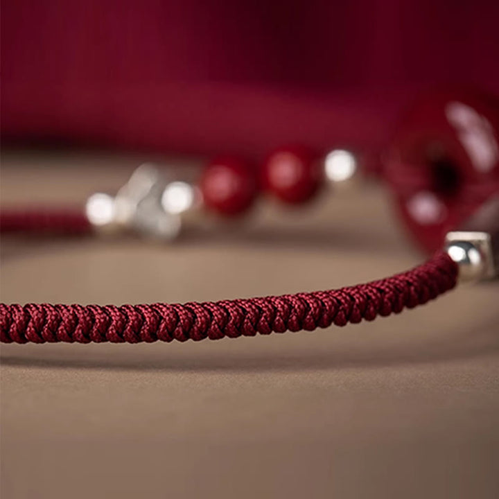 Bracelet en argent sterling 925 avec boucle de la paix et cordon tressé en cinabre et Buddha Stones - image 15