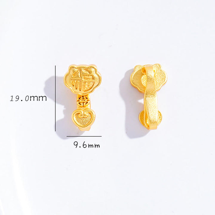 Buddha Stones Bracelet porte-bonheur ajustable Ruyi Handle Fu Character en cuivre plaqué or avec cordon doré - image 9