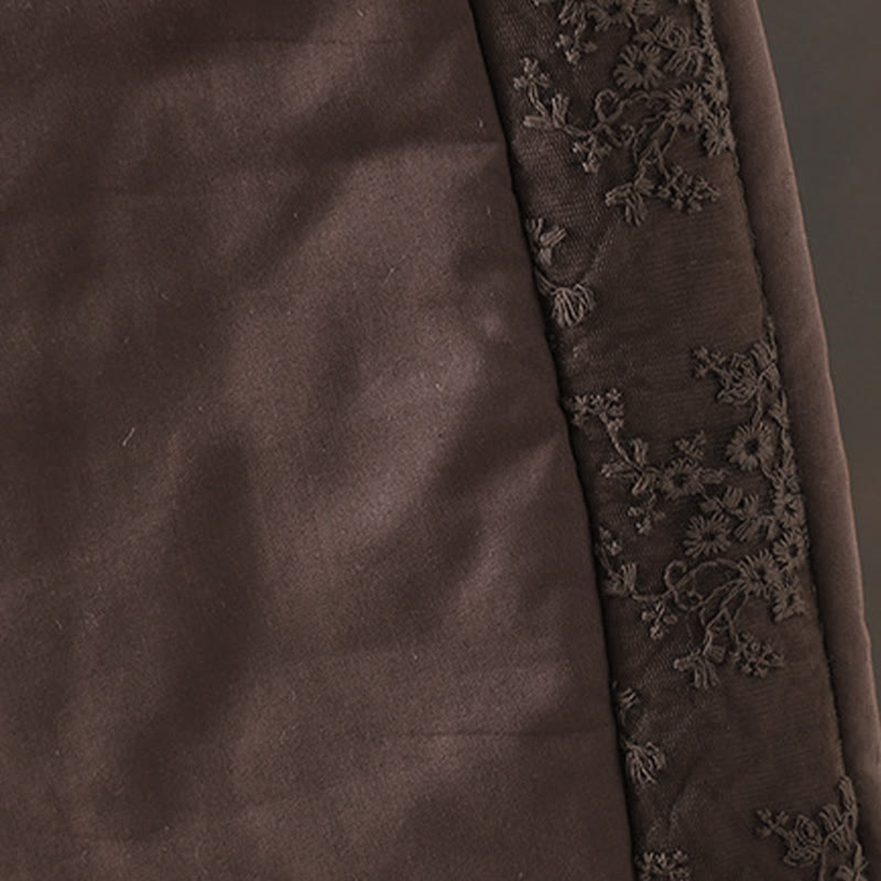 Pantalon épais pour femme avec poches, en coton et polyester brodé, motif floral et Buddha Stones - image 4