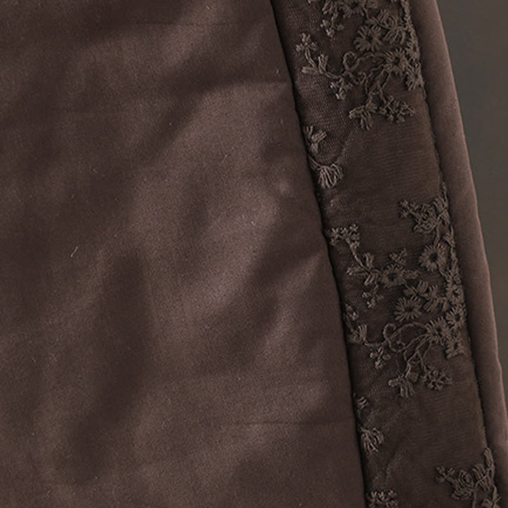 Pantalon épais pour femme avec poches, en coton et polyester brodé, motif floral et Buddha Stones - image 4