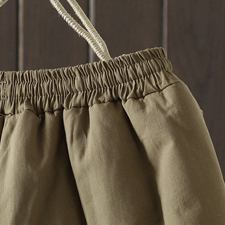 Pantalon épais pour femme avec poches, en coton et polyester brodé, motif floral et Buddha Stones - image 8