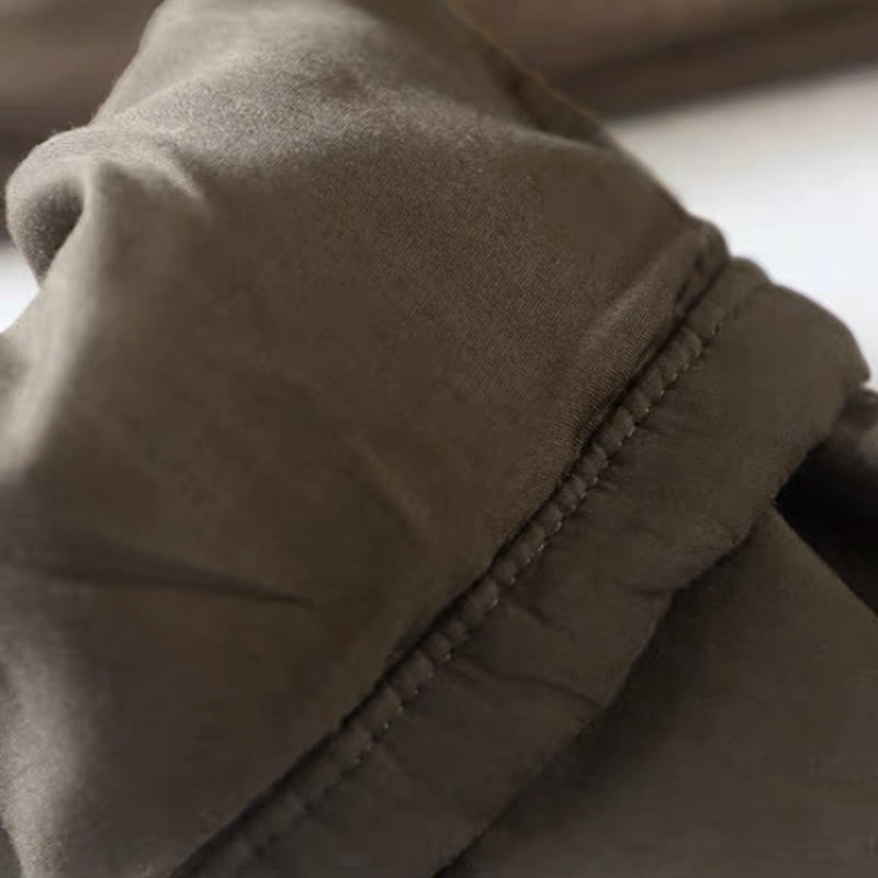 Pantalon femme épais en coton et polyester, uni, avec poches, motif Buddha Stones et blocs de couleurs. - image 6