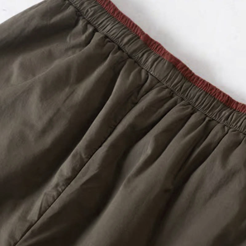 Pantalon femme épais en coton et polyester, uni, avec poches, motif Buddha Stones et blocs de couleurs. - image 5