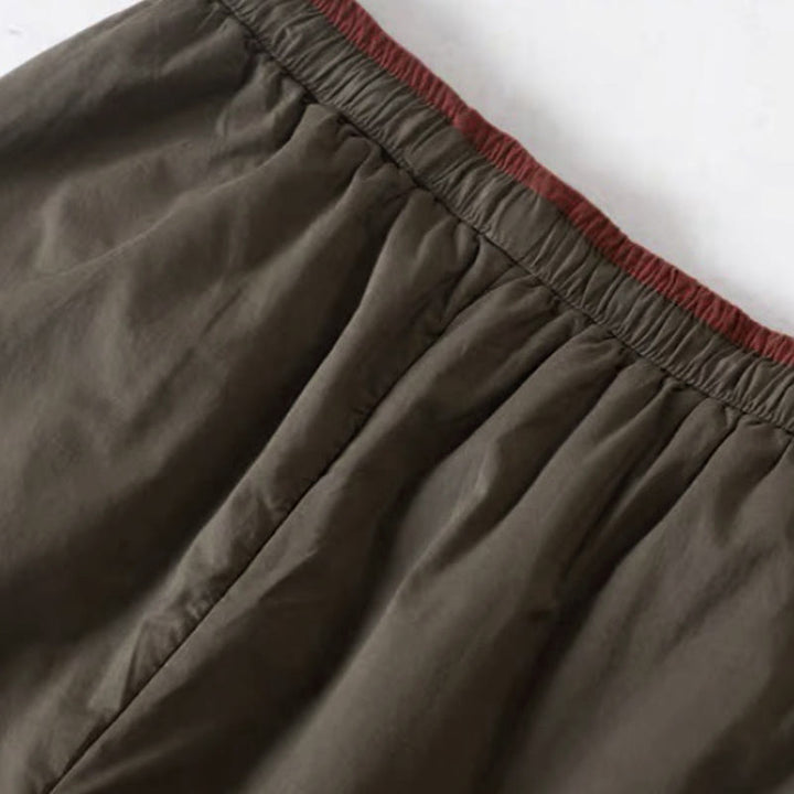 Pantalon femme épais en coton et polyester, uni, avec poches, motif Buddha Stones et blocs de couleurs. - image 5