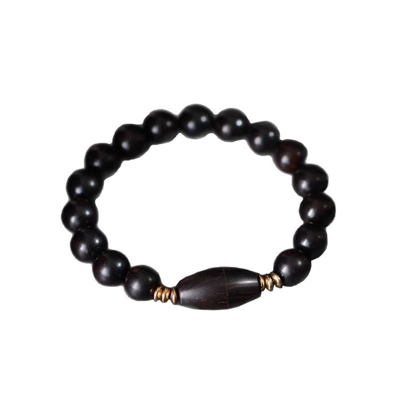 Bracelet de protection en perles d'ébène et Buddha Stones, orné d'un parchemin de sutra et symbole de bénédiction. - image 10