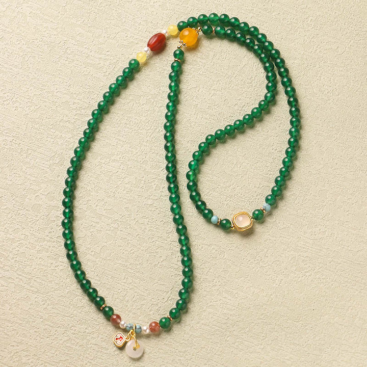 Mala tibétain en Buddha Stones, boucle de paix en agate verte, soutien énergétique - image 3