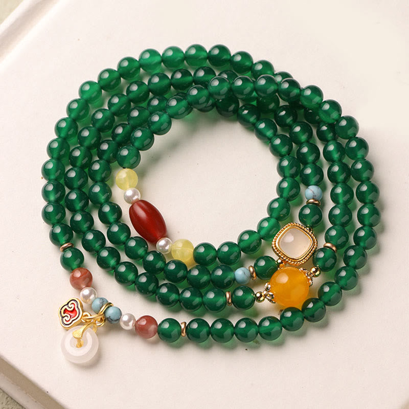 Mala tibétain en Buddha Stones, boucle de paix en agate verte, soutien énergétique - image 7