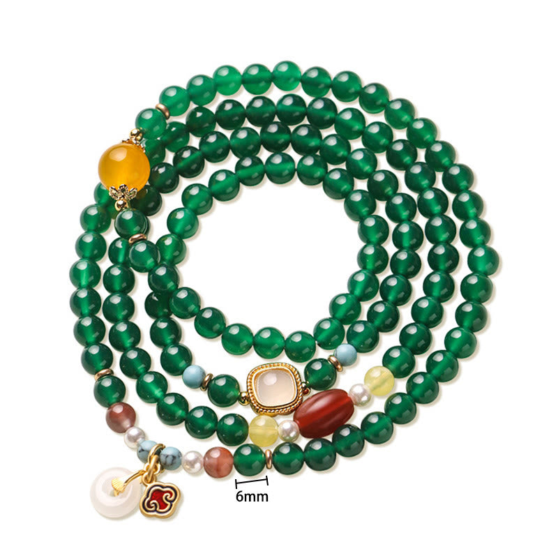 Mala tibétain en Buddha Stones, boucle de paix en agate verte, soutien énergétique - image 11