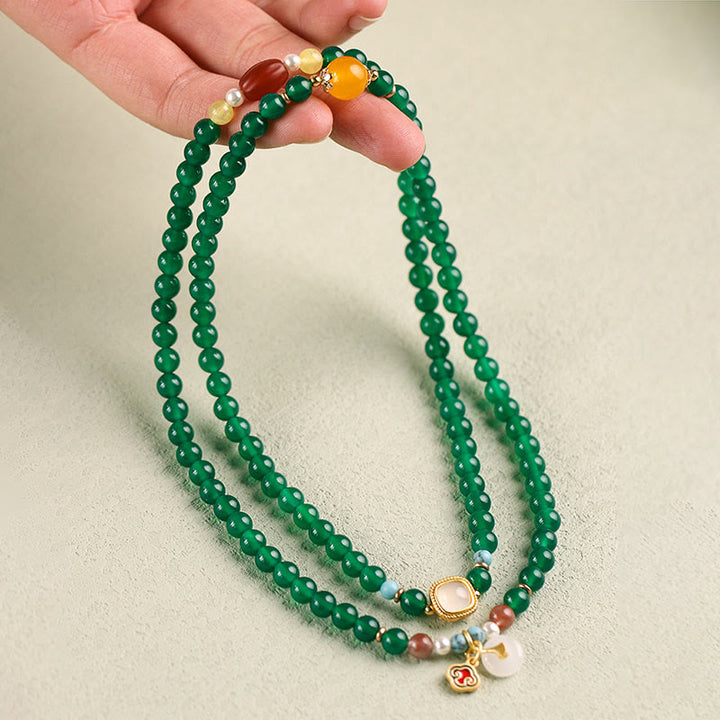 Mala tibétain en Buddha Stones, boucle de paix en agate verte, soutien énergétique - image 4