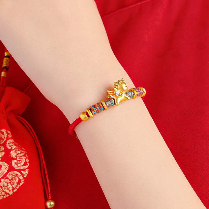 Bracelet de protection en corde tressée dorée plaquée or et or, orné de pierres de Buddha Stones , année du Cheval - image 15