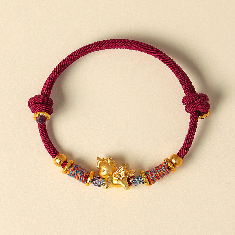Bracelet de protection en corde tressée dorée plaquée or et or, orné de pierres de Buddha Stones , année du Cheval - image 2