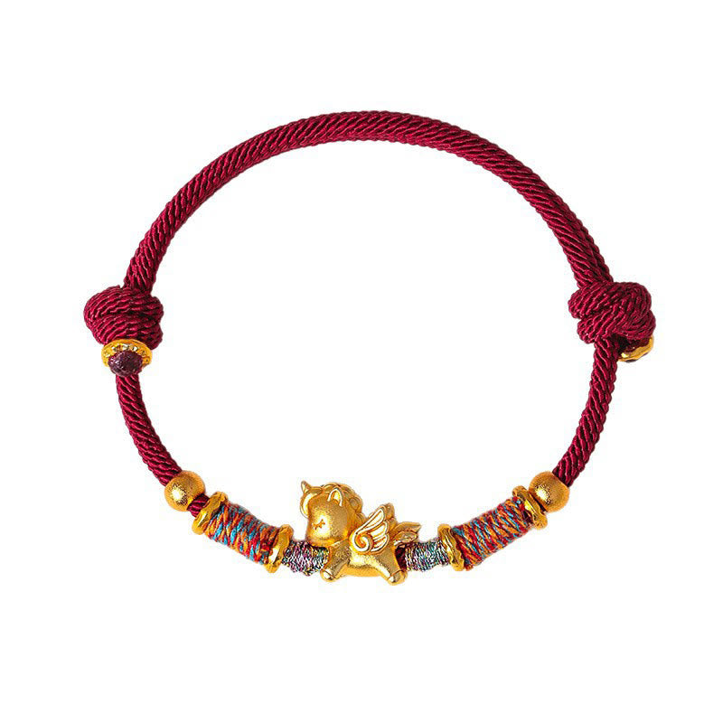 Bracelet de protection en corde tressée dorée plaquée or et or, orné de pierres de Buddha Stones , année du Cheval - image 5
