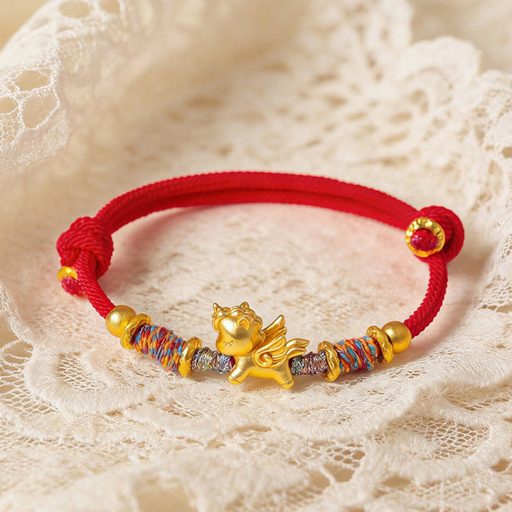 Bracelet de protection en corde tressée dorée plaquée or et or, orné de pierres de Buddha Stones , année du Cheval - image 11