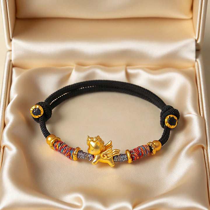 Bracelet de protection en corde tressée dorée plaquée or et or, orné de pierres de Buddha Stones , année du Cheval - image 18