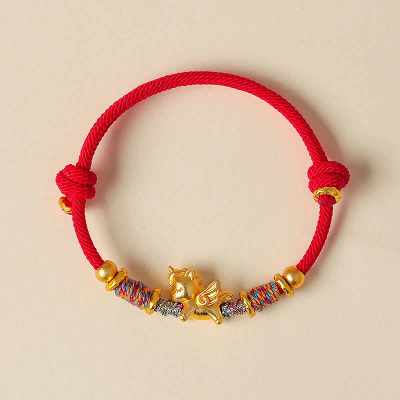 Bracelet de protection en corde tressée dorée plaquée or et or, orné de pierres de Buddha Stones , année du Cheval - image 10
