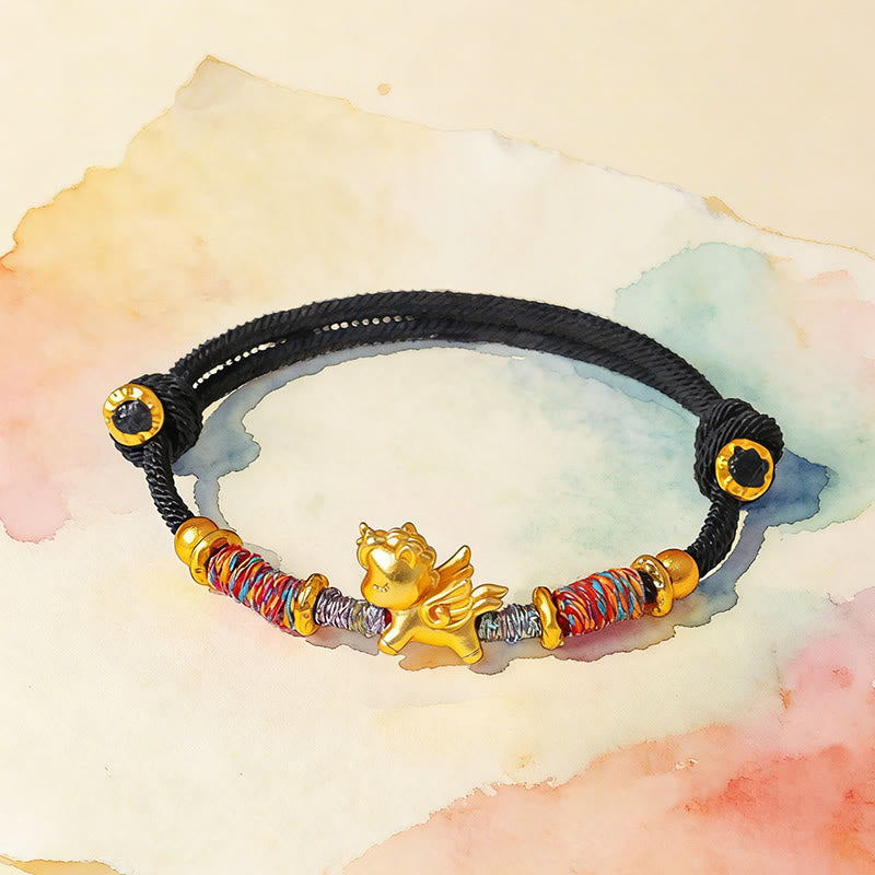 Bracelet de protection en corde tressée dorée plaquée or et or, orné de pierres de Buddha Stones , année du Cheval - image 17