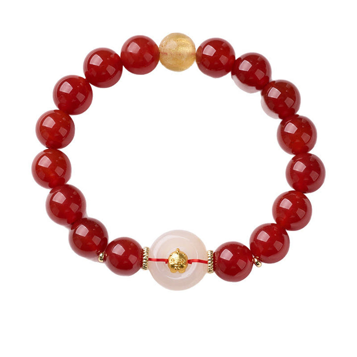 Bracelet de la paix en agate rouge et calcédoine blanche, symbole de l'année du Cheval, avec Buddha Stones et boucle de boucle. - image 28