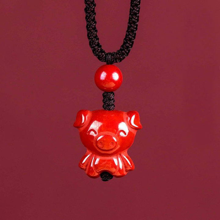 Pendentifs en Buddha Stones dans le zodiaque chinois, avec cordon de bénédiction - Cochon - image 38