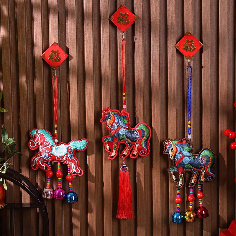 Buddha Stones, broderie année du Cheval, clochette à pompon, décoration suspendue - image 15