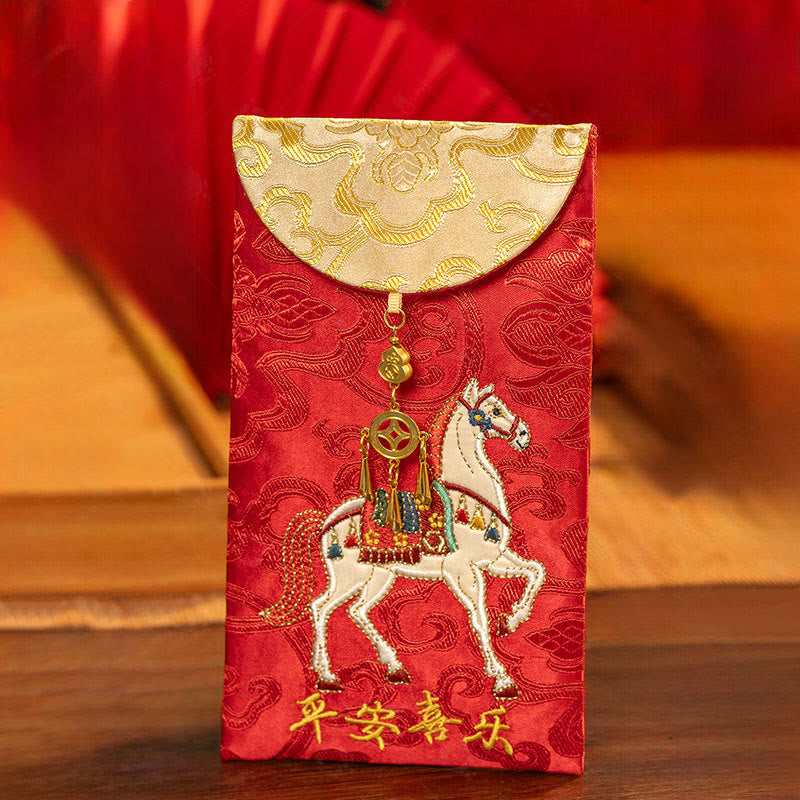 Buddha Stones, broderie chinoise sur enveloppe rouge, paix et joie, année du Cheval 2026, Nouvel An - image 3