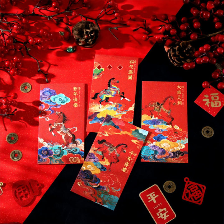 Buddha Stones Année du Cheval 2026 Bénédictions du Nouvel An 6 pièces Enveloppe rouge chinoise - image 16