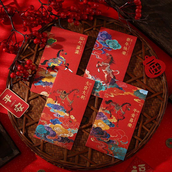 Buddha Stones Année du Cheval 2026 Bénédictions du Nouvel An 6 pièces Enveloppe rouge chinoise - image 7