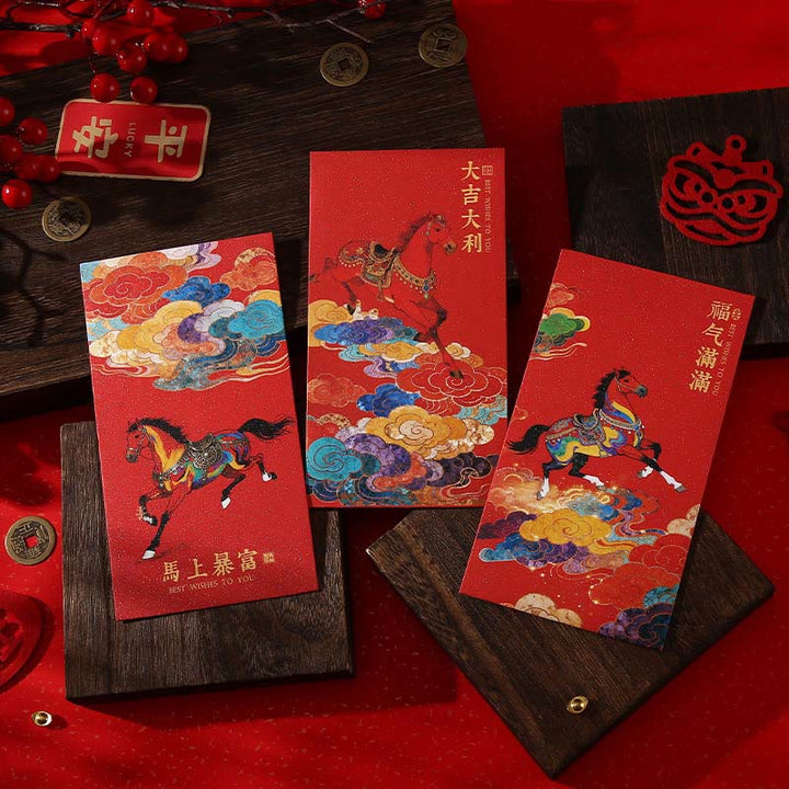 Buddha Stones Année du Cheval 2026 Bénédictions du Nouvel An 6 pièces Enveloppe rouge chinoise - image 13