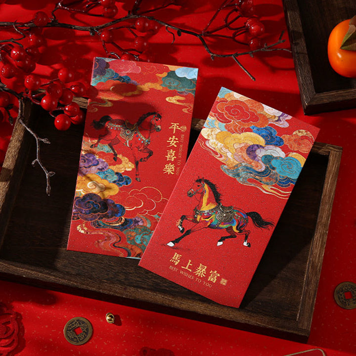 Buddha Stones Année du Cheval 2026 Bénédictions du Nouvel An 6 pièces Enveloppe rouge chinoise - image 15