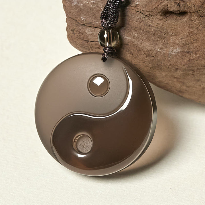 Collier pendentif Yin Yang sculpté en Buddha Stones en obsidienne noire, taoïsme, cinq montagnes sacrées, mantra à neuf caractères, purification - image 18