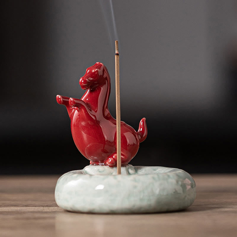 Buddha Stones Année du Cheval 2026 Décoration de maison Nouvel An Brûleur d'encens - Cheval rouge debout (7,4 x 7,4 x 7,2 CM) - image 17