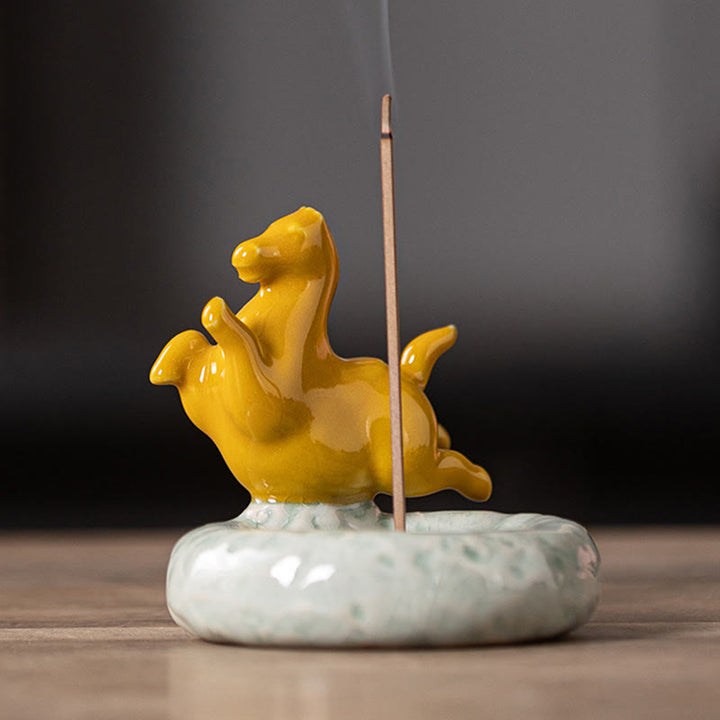 Buddha Stones Année du Cheval 2026 Décoration de maison Nouvel An Brûleur d'encens - Cheval jaune volant (7,4 x 7,4 x 7,2 CM) - image 18