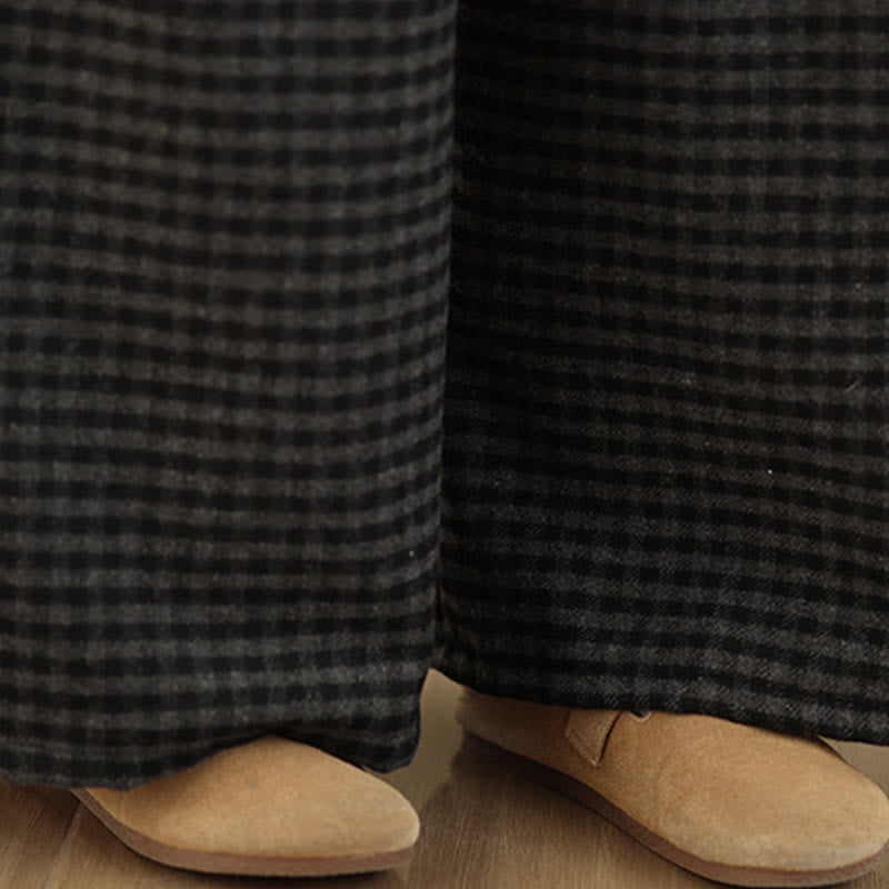 Pantalon large pour femme à motif écossais décontracté Buddha Stones avec poches - image 6