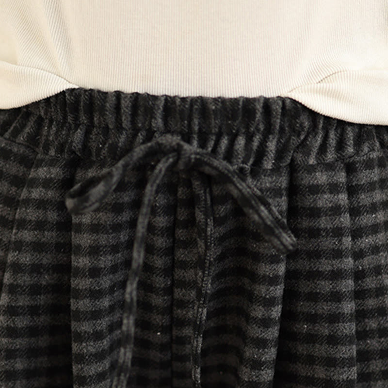 Pantalon large pour femme à motif écossais décontracté Buddha Stones avec poches - image 7