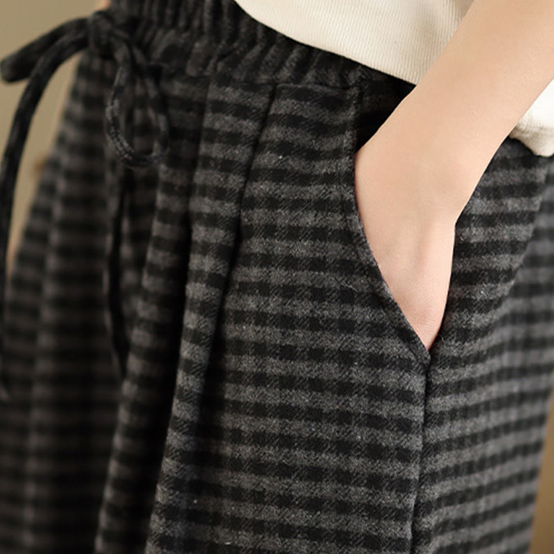 Pantalon large pour femme à motif écossais décontracté Buddha Stones avec poches - image 9