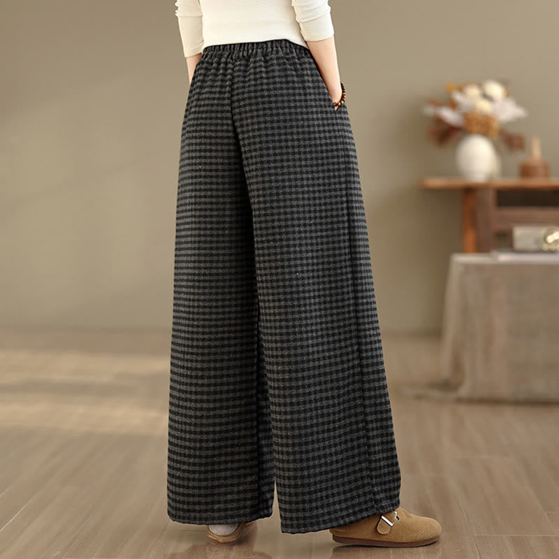 Pantalon large pour femme à motif écossais décontracté Buddha Stones avec poches - image 5