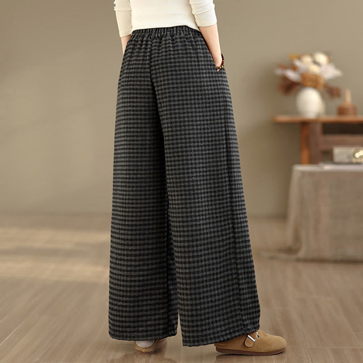 Pantalon large pour femme à motif écossais décontracté Buddha Stones avec poches - image 5
