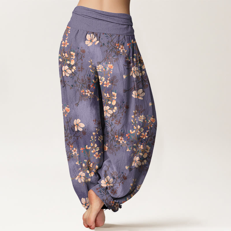 Pantalon harem taille élastique en pur coton à motif fleurs de cerisier et Buddha Stones - image 6