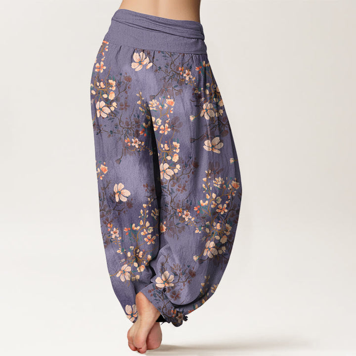 Pantalon harem taille élastique en pur coton à motif fleurs de cerisier et Buddha Stones - image 6